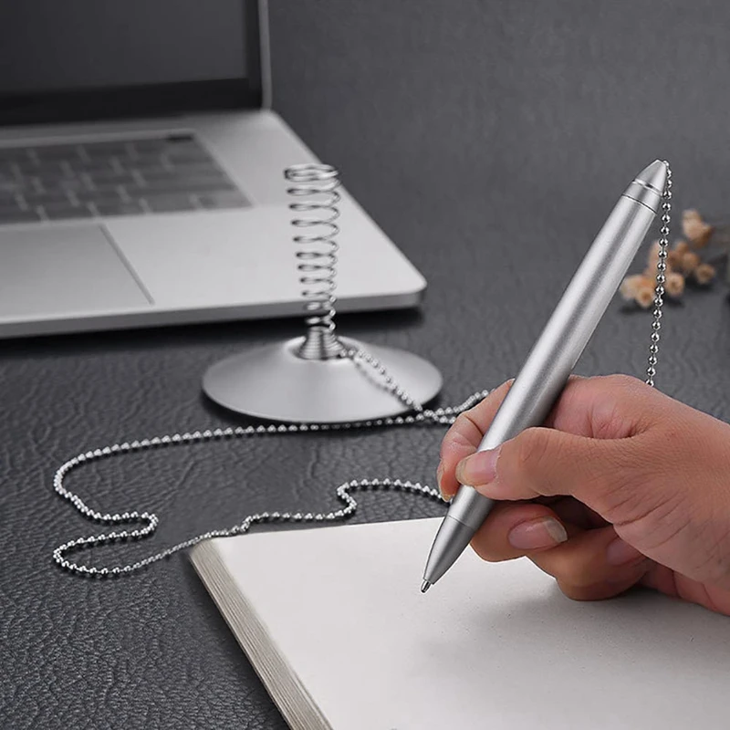 

Counter Pen with Chain, Spring Security Desk Pen for Office Bank (2 Pack)