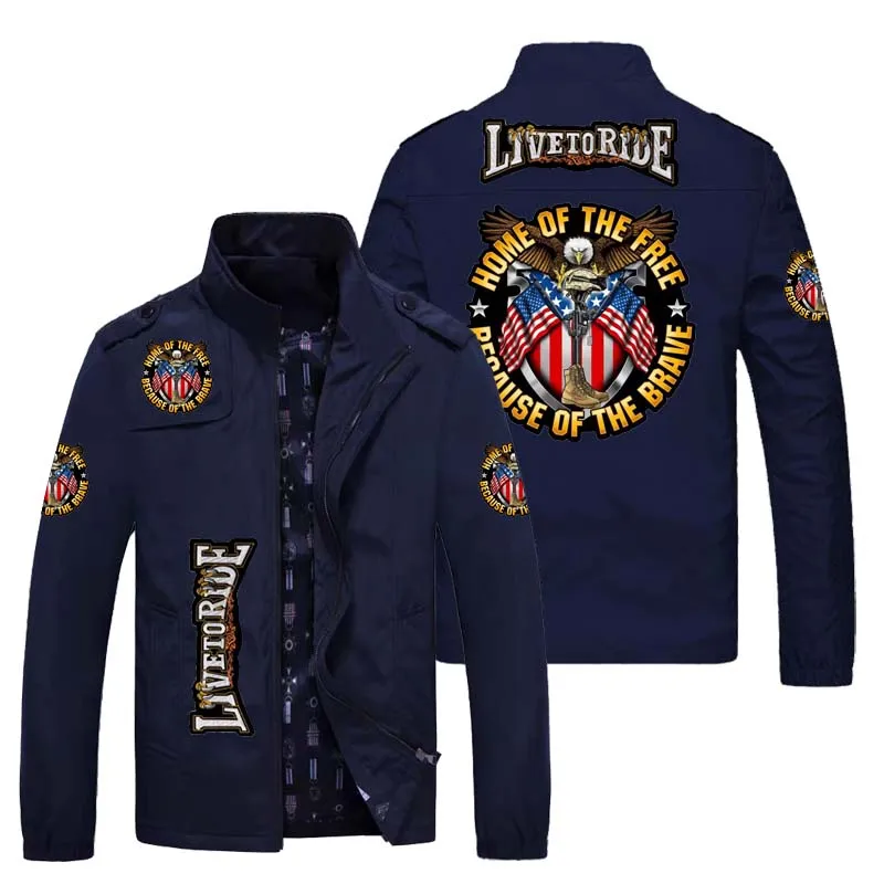 2021 new Eagle and American flag printed jacket men's fashion brand slim coat boutique locomotive style outdoor sportswear | Мужская