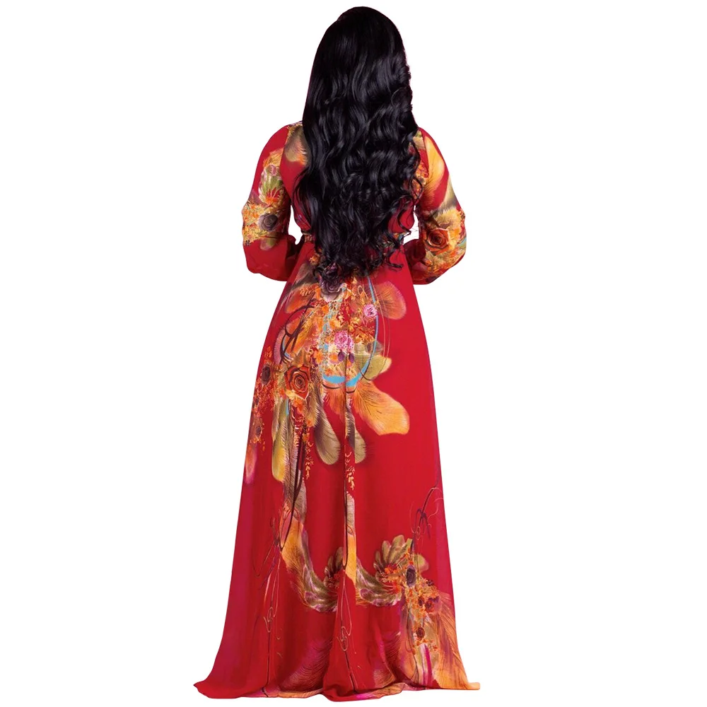 Женское шифоновое платье в полоску с длинным рукавом повседневное длинное стиле