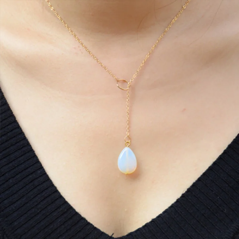 Ожерелье с подвеской из натурального камня для женщин ожерелье золотым пальто и