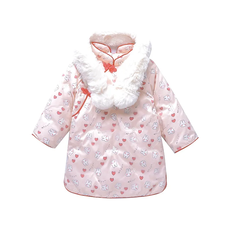 

Girls' Tang Costumes Down Cheongsam Winter Chinese Style Thickened Baby New Year Dress Children's Clothing Fashion