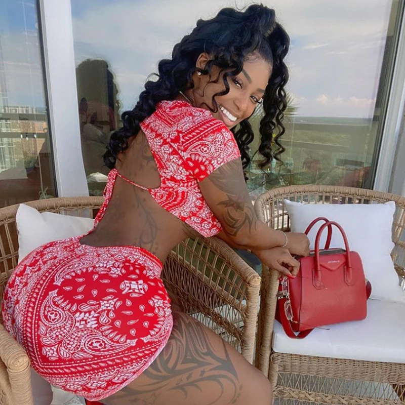 Красный набор бандан для женщин с принтом пейсли одежда коротким рукавом низким