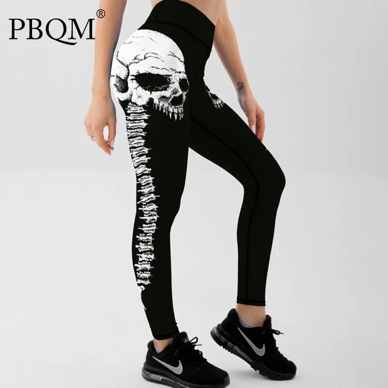 

Пикантные женские колготки PBQM с высокой талией, черные колготки, с изображением головы смерти, злого принта, классические, верхняя часть тел...