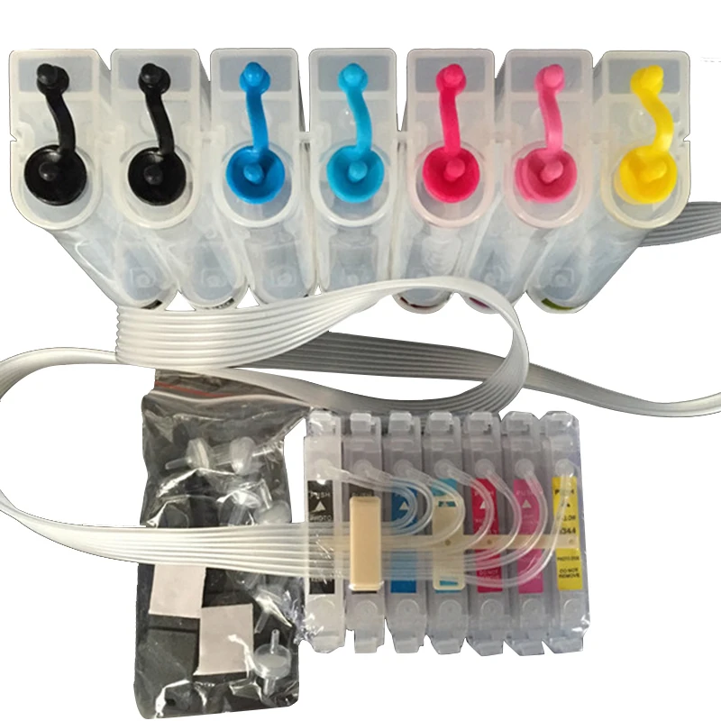 

T0411 Bulk Ink System For Epson Stylus Photo R2100 R2200 Printer CISS Ink Tank 7Color With the latest Reset Chips Empty Set