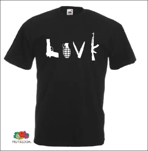

LOVE Guns Grenade Knife AK47 T-shirt Funny Gift shirt Cool Casual pride t shirt men Unisex Fashion tshirt free shipping
