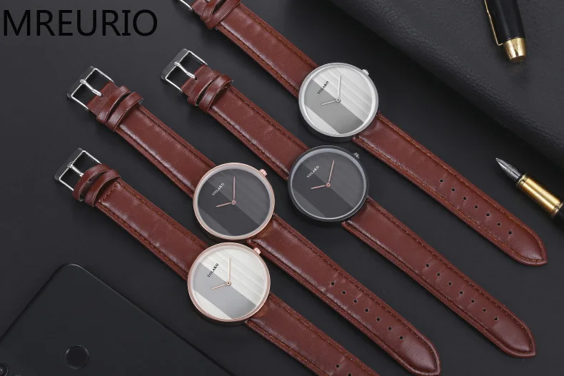 

MREURIO Explosive Fashion Men's Striped Quartz Watch Belt Strap Pin Buckle Style