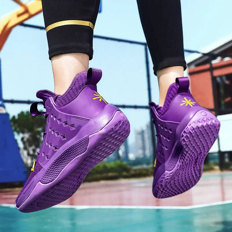 

New Purple Cool Men's Basketball Shoes High top Rebound Basketball Sneakers Mesh Breathable Outdoor Sports Shoes basket homme