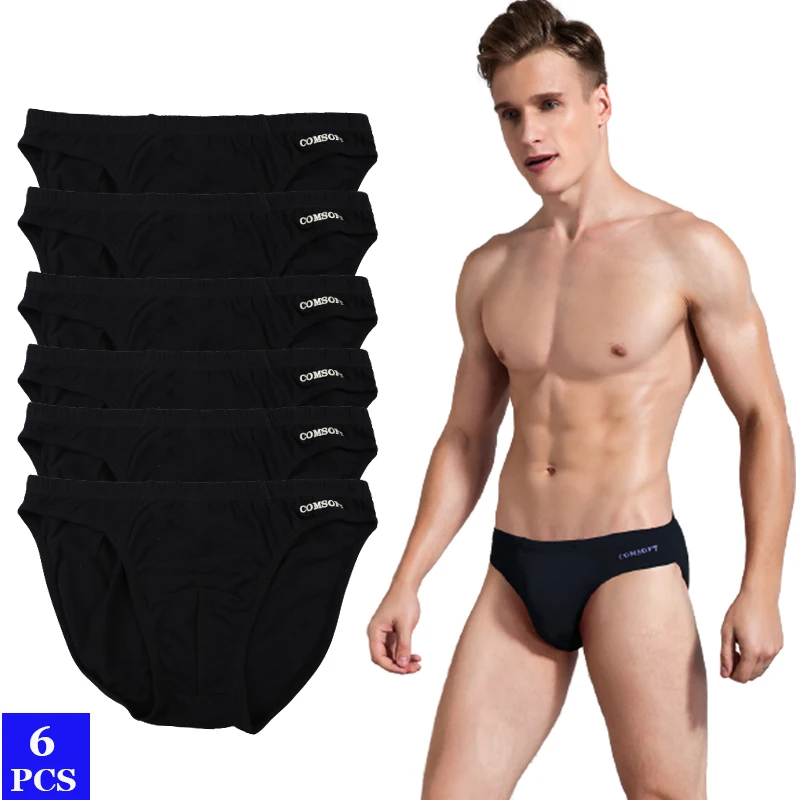 6pcs/pack cotton men underwear super soft Black men's briefs 95% cotton comfortable and breathable men underpants coton panties