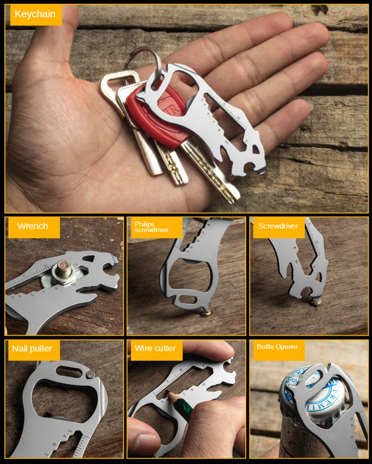 

New Outdoor Tools Carabiner Clip Bottle Opener Keychain Ring Climbing Accessories Stainless Steel EDC Card Multifunction Tool