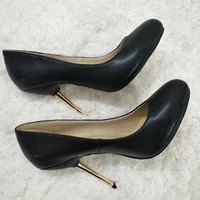 sexy black leather pumps high heel office dress party women pumps spring autumn new round toe fashion stiletto 11cm heels shoes