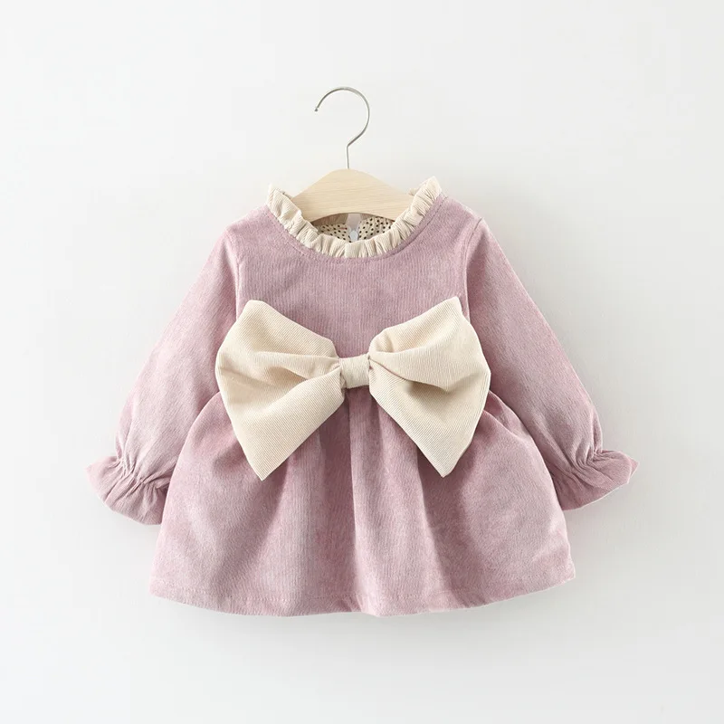 

Autumn Princess Dress Big Bow Long Sleeve Kids Dresses for Girls High Quality Fashion Korean Kids Clothing Newborn Baby Clothes