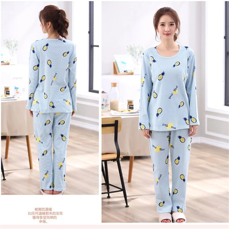 

Nursing Nightgown Maternity Pajamas Pregnancy sleepwear Korean Cotton maternity wear Breastfeeding Clothes Homewear pregnant
