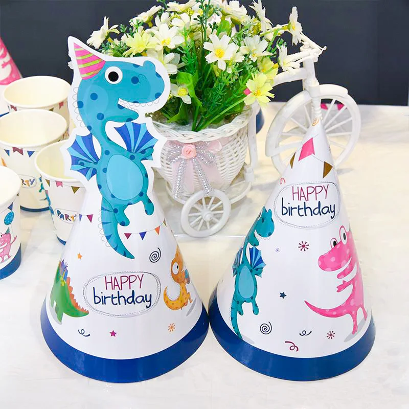 Вечерние столовые приборы с динозавром одноразовые бумажные тарелки чашки