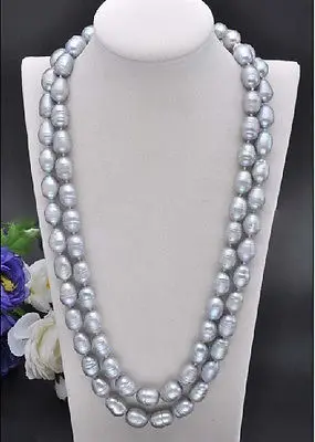 

AAA 9-10MM SOUTH SEA GRAY NECKLACEE PEARL NECKLACE 50" SHELL CLASP @