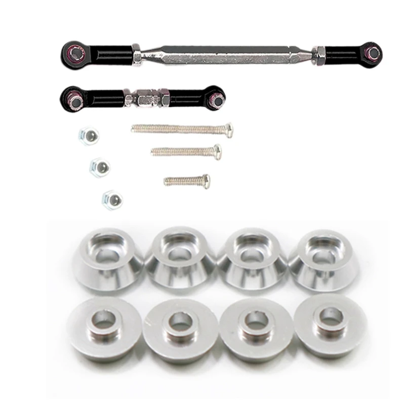 

2PCS Metal Tie Rod Universal Upgraded Servo Steering Pull Rods Replacement With 8Pcs Metal Connecting Rod Screw Gasket