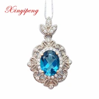 xin yipeng gem jewelry real s925 sterling silver inlaid blue topaz pendant fine anniversary party gift for women free shipping