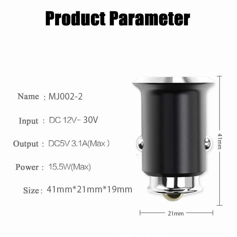 Супер мини USB Автомобильное зарядное устройство 3.1A металла для автомобиля с