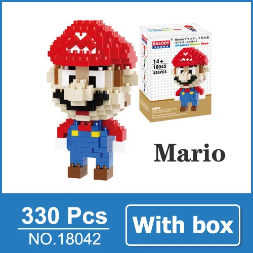 New Mario with box LOZ Mario Bros игрушечная фигурка модель Луиджи, Марио, Йоши строительные блоки японская игра аниматор игрушка для детей 9+ Подарочные игрушки - Цвет: New Mario with box