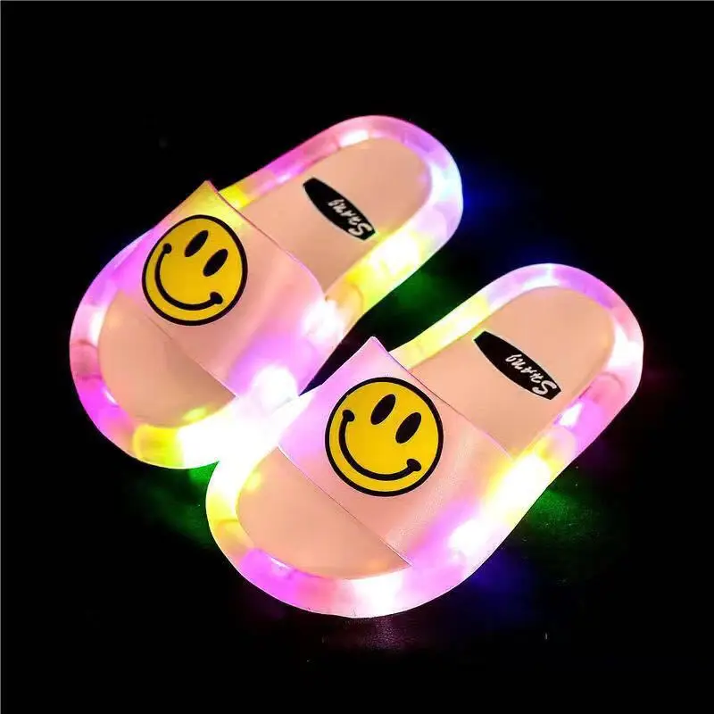 

Children's Cartoon Luminous Slippers Girl Home Soft Bottom Non-slip Pink Blue Flip Flops for Children Sandals Boy LED shoe SO067