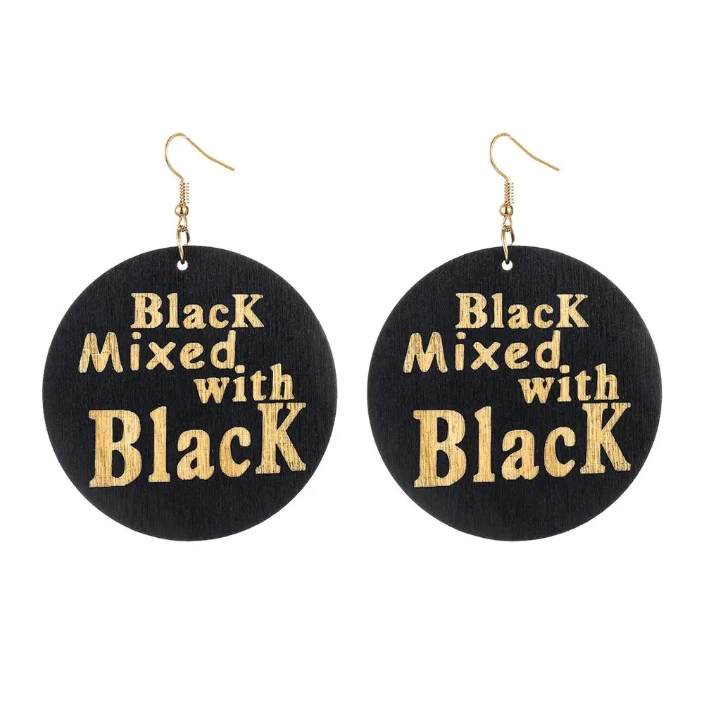 YULUCH Этническая личность женские черные круглые из натурального дерева с принтом