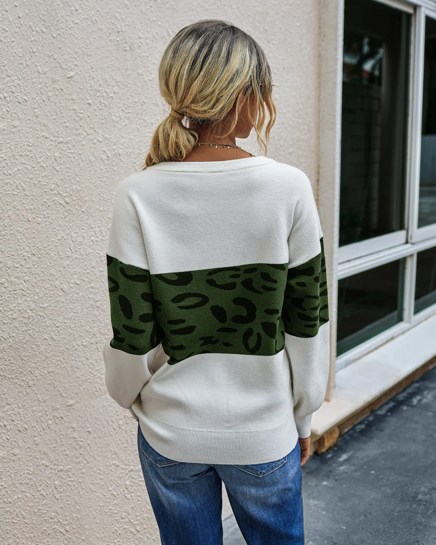 

Leopard Print Stitching O Neck Sweaters for Women Oversize Streetwear Autumn Sweater Harajuku Winter Pullover Woman Pull Femme