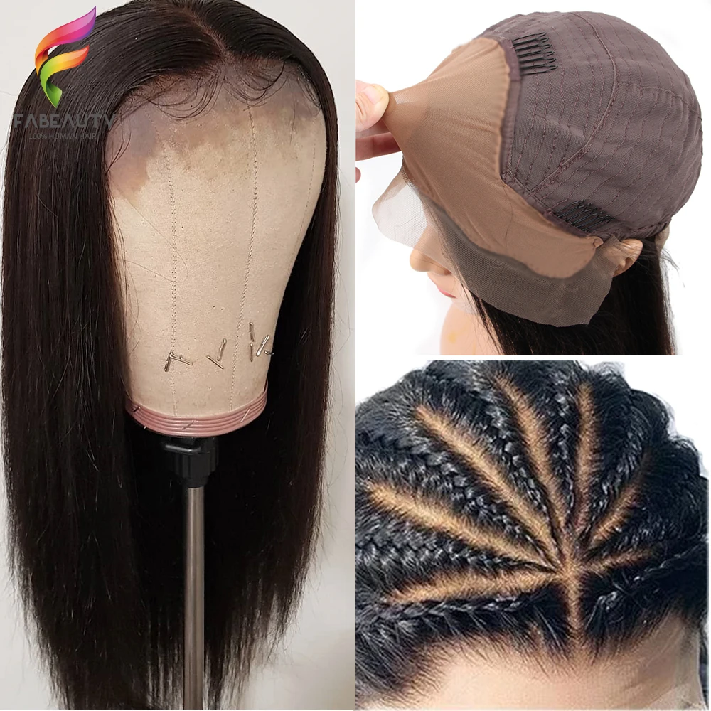 Fake Scalp Lace Front Human Hair Wigs 150% Brazilian Straight Wig Pre Plucked With Baby 13*4 Remy | Шиньоны и парики