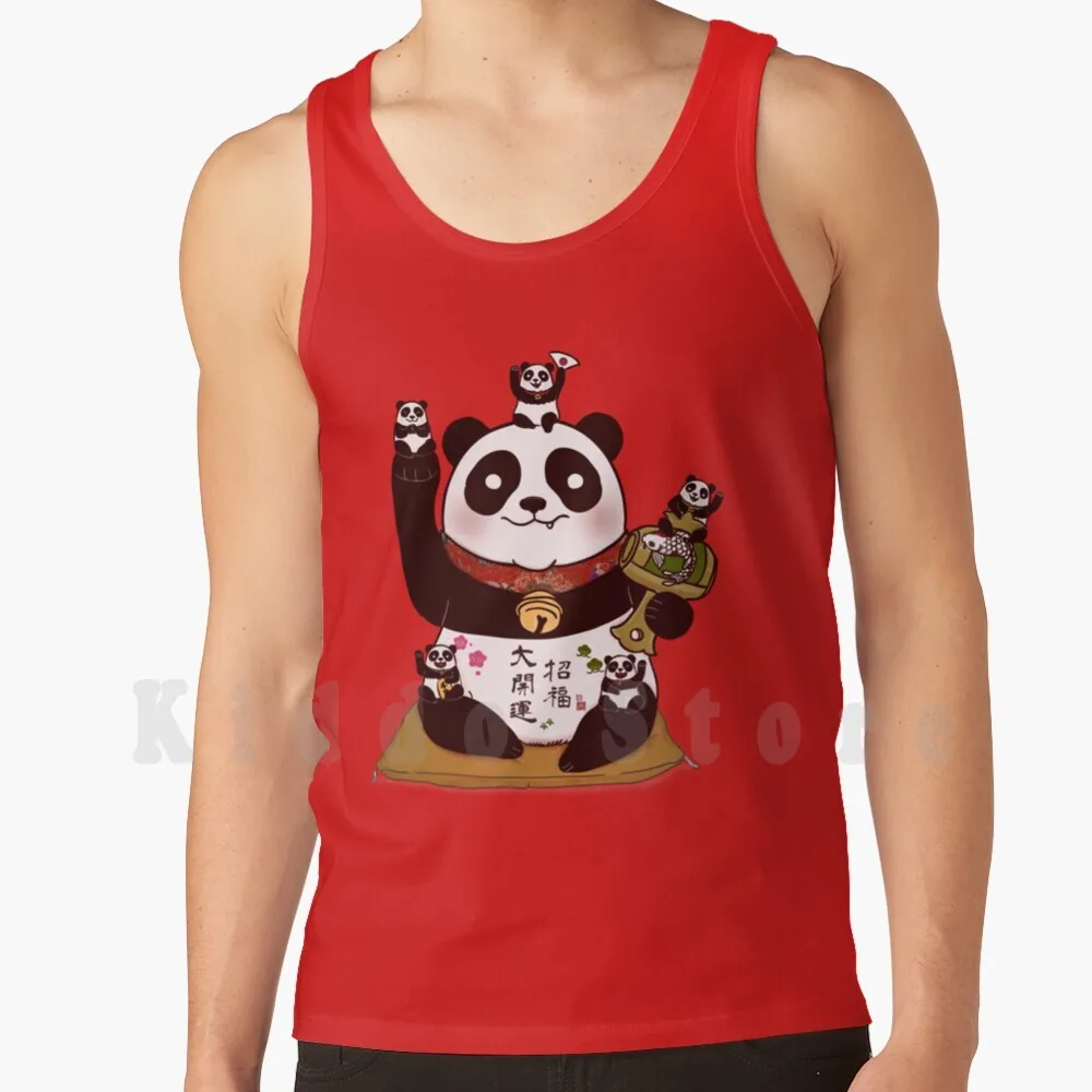 

Манеки панцу панда топы на бретельках жилет 100% хлопок татуировки Kumaneko арт удачи "Панда" призыва к счастью, Япония