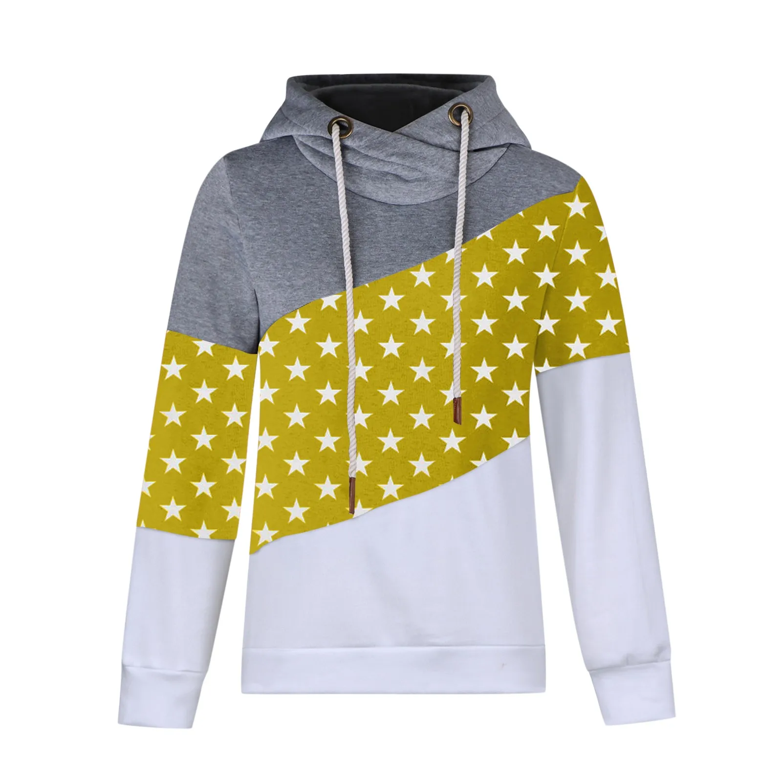 Women Autumn Winter Casual Stars Contrast Long Sleeve Star Print Hoodie Sweatshirt Tops Streetwear Women Oversized Hoodies