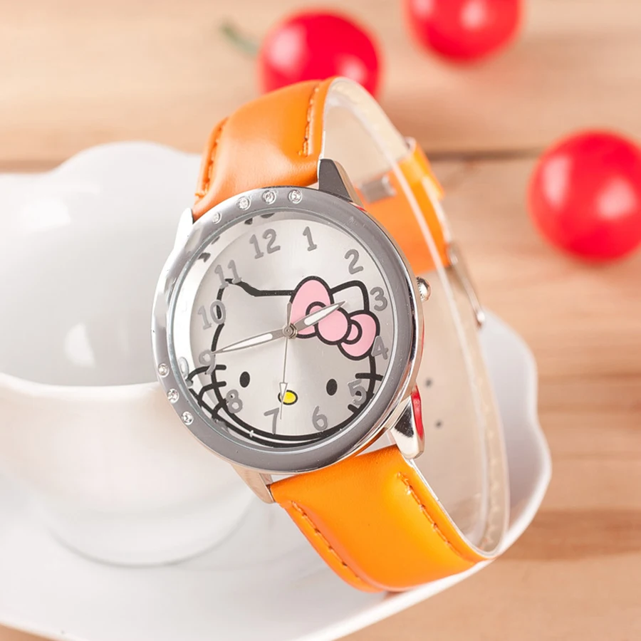 Детские часы Reloj Kitty с мультяшным рисунком детские для девочек милые кожаные