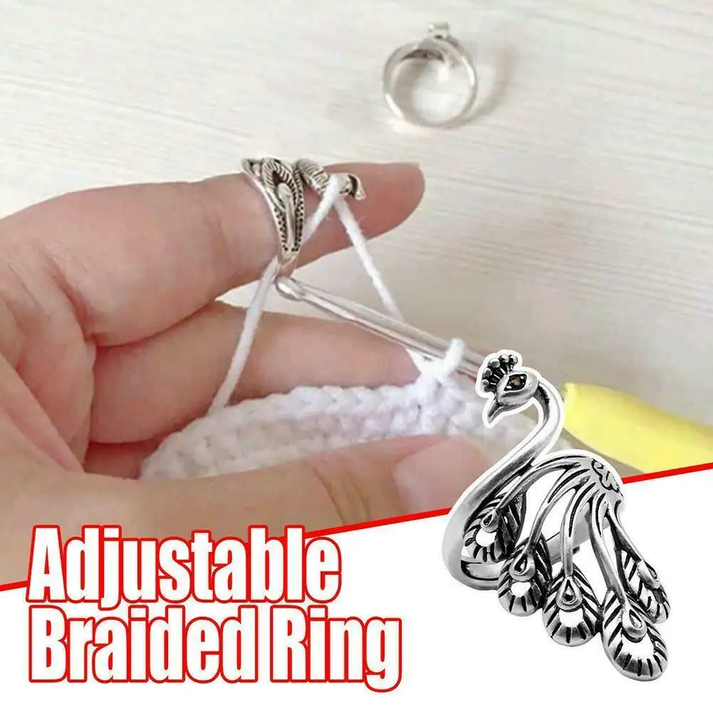 

Vintage Adjustable Knitting Loop Crochet Knitting Ring Yarn Guide Finger Holder Knitting Thimble For Crochet Knitting Craft