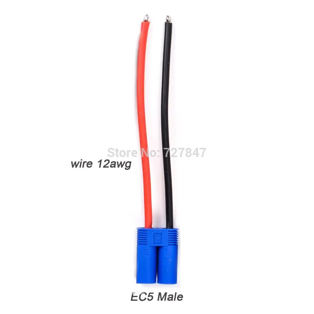 1 x EC5 Male 12awg XT90 XT60 XT30 EC5 EC3 EC2 T разъем мужской/женский разъем силиконовый провод 12/14/16AWG RC кабель батареи 90 мм/100 мм - Цвет: 1 x EC5 Male 12awg