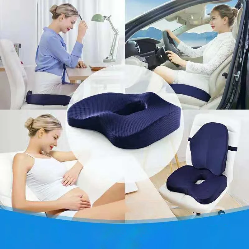 Anti-Slip Orthopedic Memory Foam Cushion for Office Chair Car Wheelchair Back Support Sciatica Pain Tailbone Relief-Navy | Дом и сад