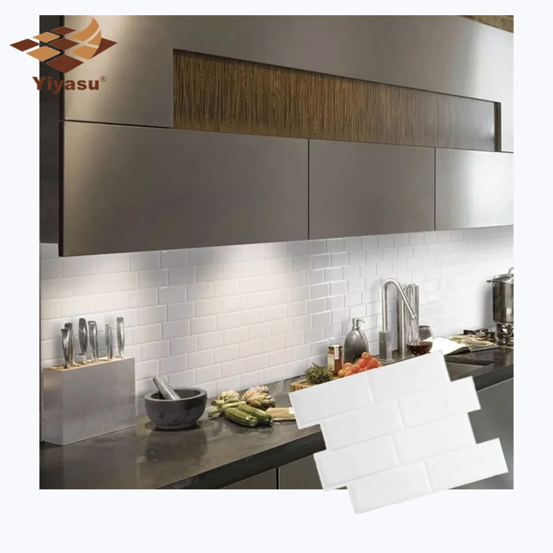 

White brick Subway Tile Peel and stick Self Adhesive Wall decal Sticker DIY Kitchen Bathroom Home Decor Vinyl 3D