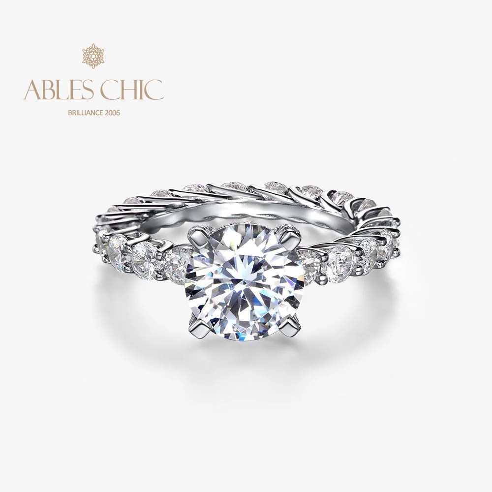 

Sterling Silver Full Band Lab Diamonds Engagement Bridal Ring Refined Craftsmanship 5A Zircon Wedding Iconic Rings S2R1S2R0789