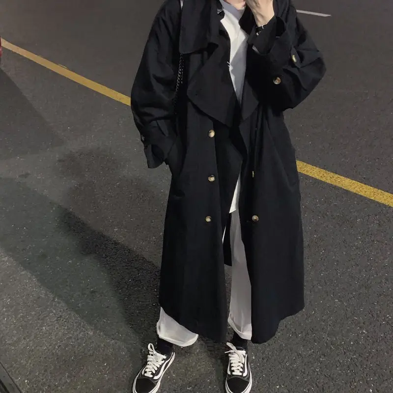 Тренч женский свободный в японском стиле Длинная Верхняя одежда для колледжа