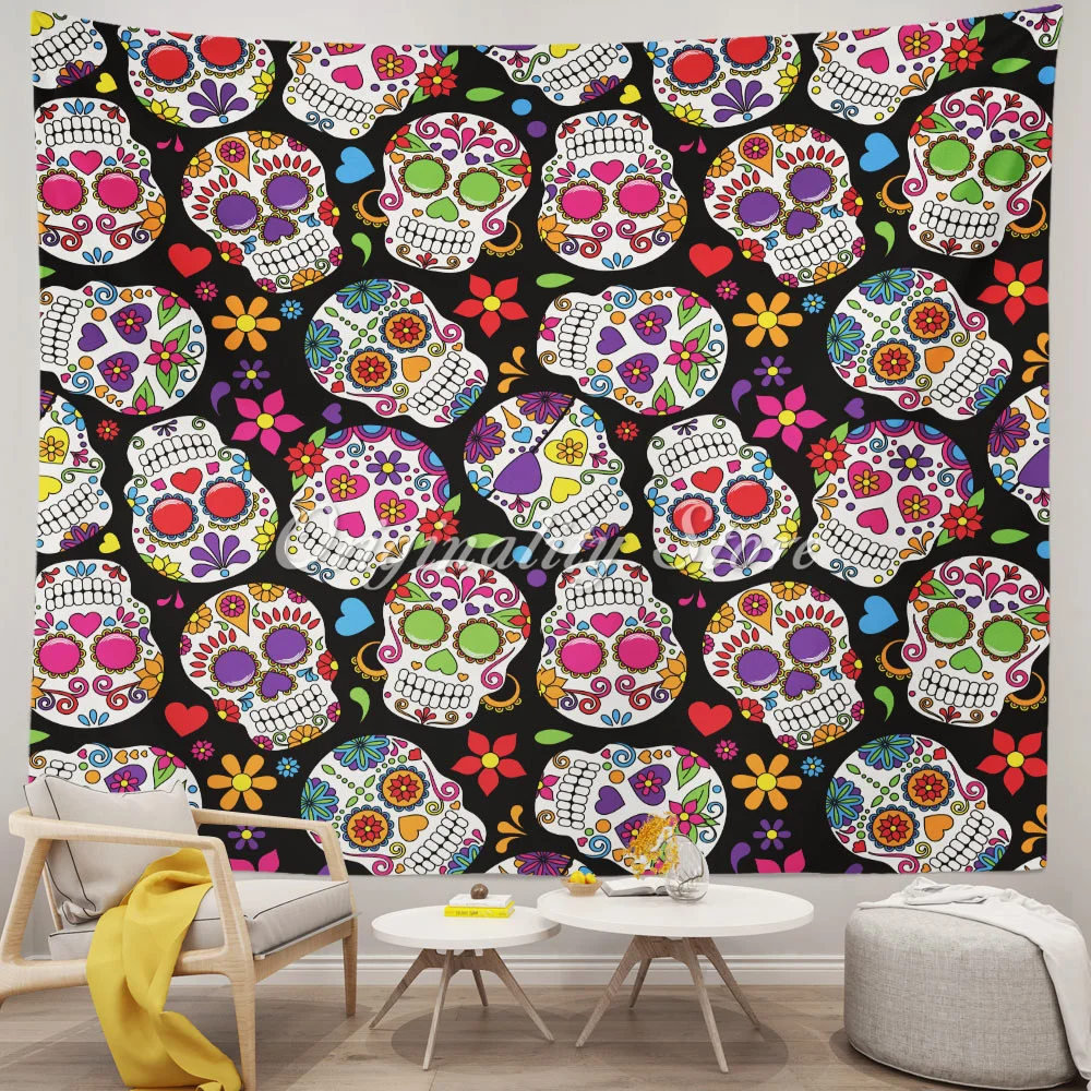 

Day of The Dead Colorful Vintage Sugar Skull Tapestry