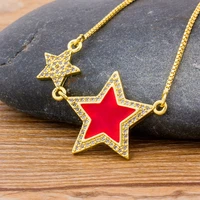 aibef redwhiteblack double star crystal rhinestone choker necklace gold chain charm pendant for women zircon statement jewelry