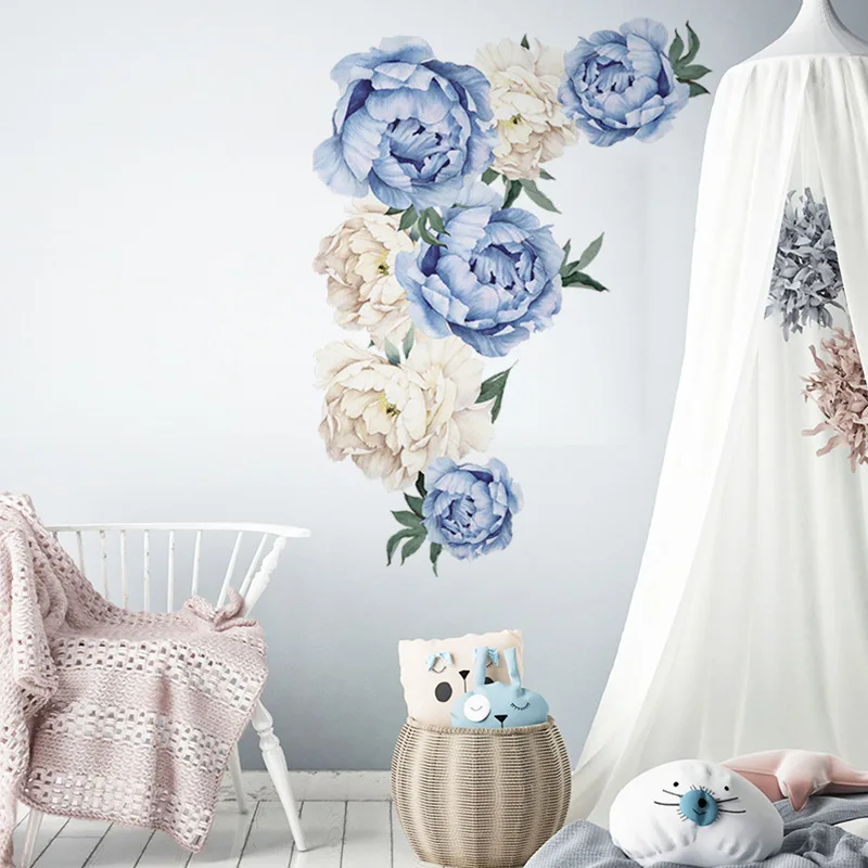 

Large Watercolor Peony Flowers Wall Sticker Romantic Flowers Home Decor for Bedroom Living Room Kids Room Wall Decals
