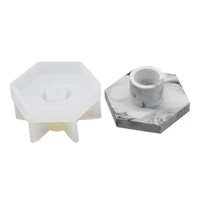 hexagonal candlestick epoxy resin molds silicone concrete handmade cement ashtray mould craft holder tools wax moule bougie