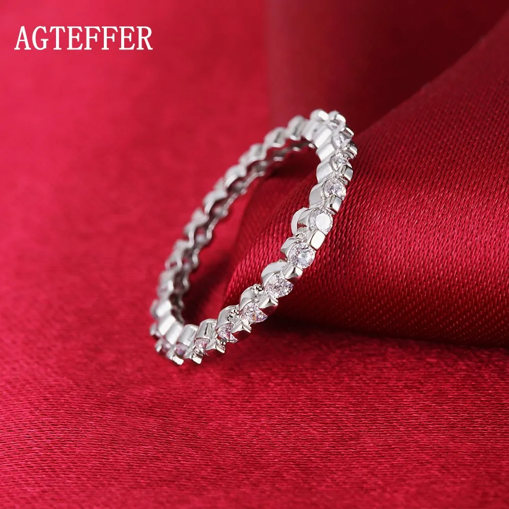 

AGTEFFER 925 Sterling Silver AAA Zircon Trend Ring For Women Fashion Wedding Party Gift Charm Jewelry