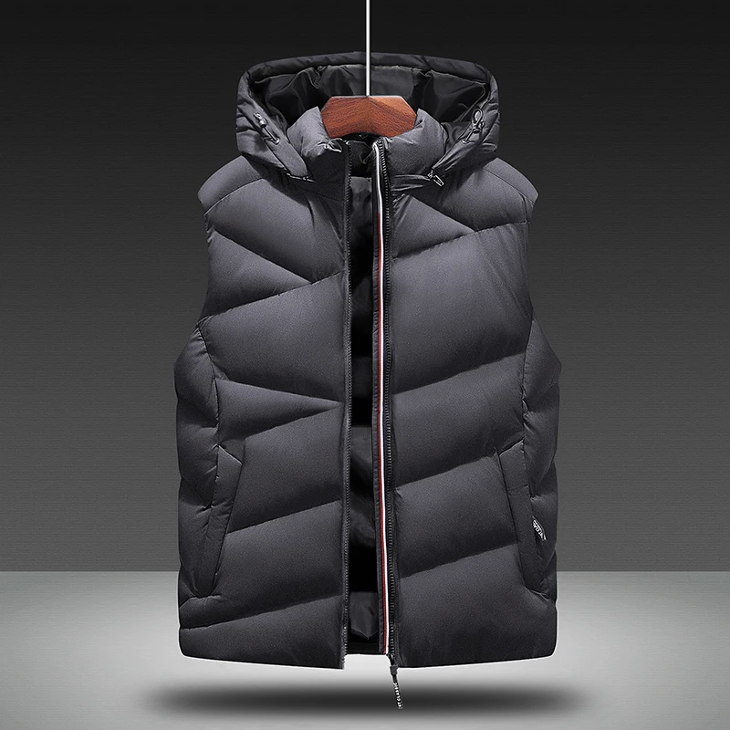 

Mens Jacket Sleeveless Vest Winter Jackets Warm Down Vests Casual Coats Male Hooded Vest Men Waistcoat Zipper Windbreaker Coat