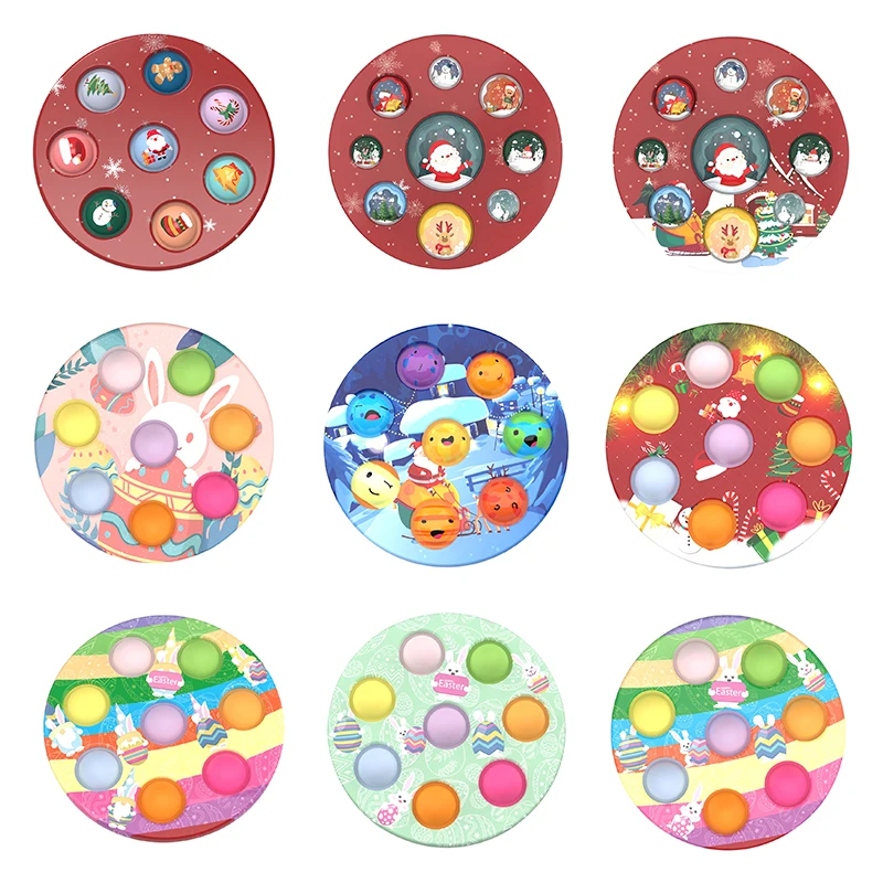 

Funny Eight Planets Simple Dimple Fidget Sensory Toy keychain Stress Relief Antistress Board Autism Anxiety Fidget Toy For Kids
