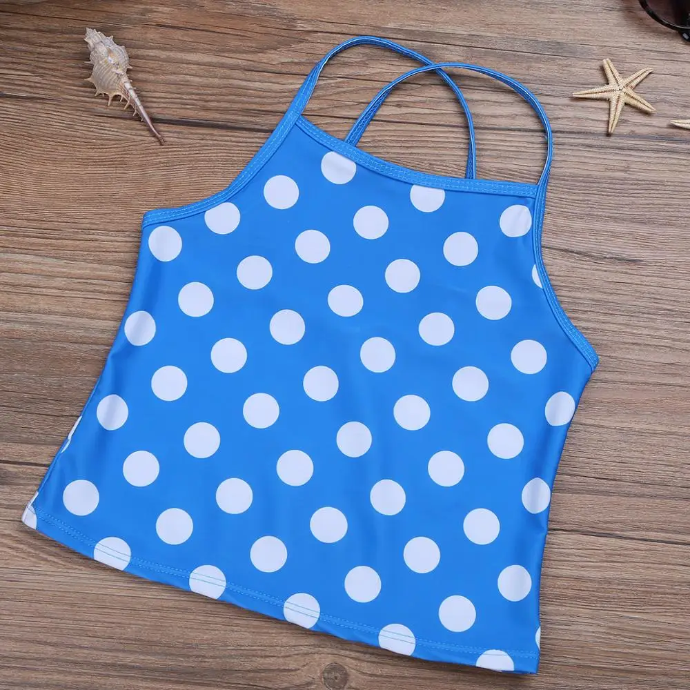 2 шт. танкини в горошек для девочек купальный костюм детские топы с бретельками на