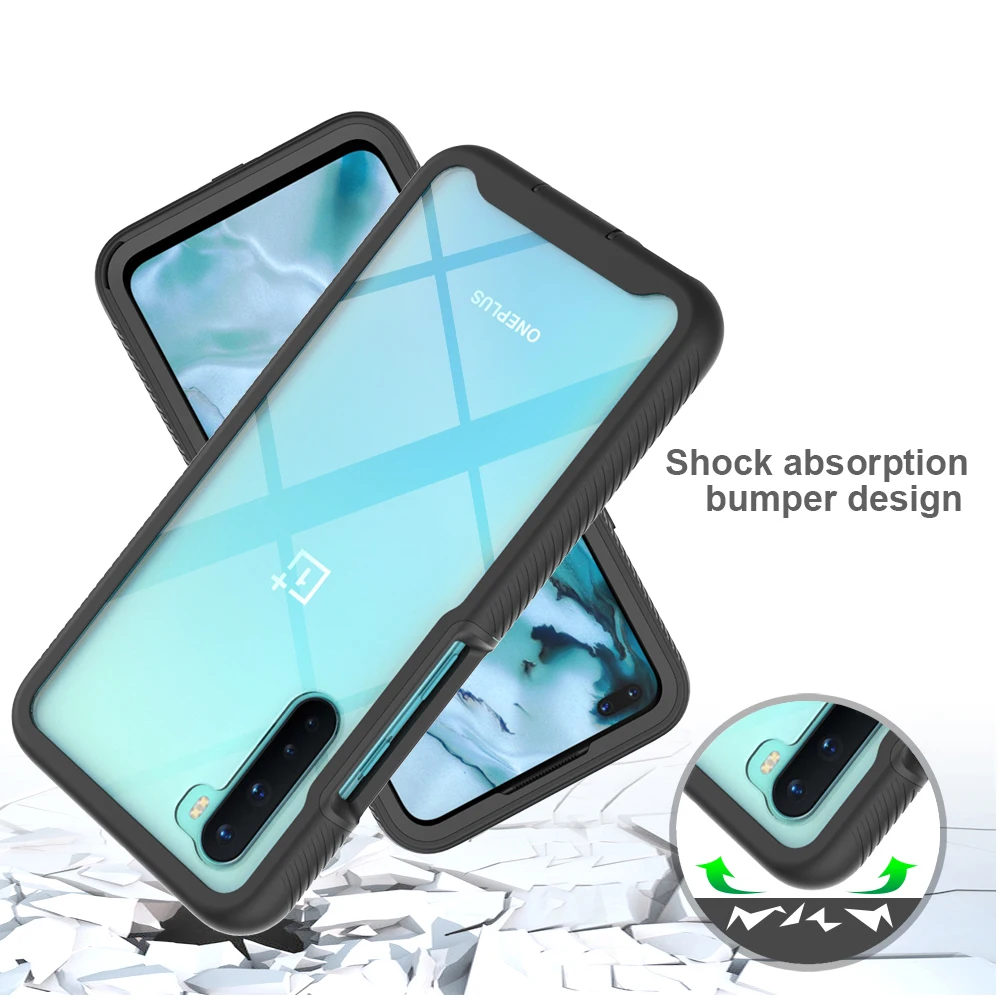 heavy protection dust proof anti fall color border transparent two in one phone case for oneplus 7t 8t 7 8 pro nord 5g tpu cover free global shipping