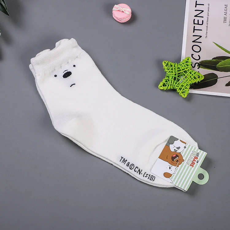 Аниме мы вся правда о медведях принт Носки гризли панда IceBear милые с изображением забавного героя мультфильма; женские хлопковые носки для девочек модные осенний спортивный комплект - Цвет: 1