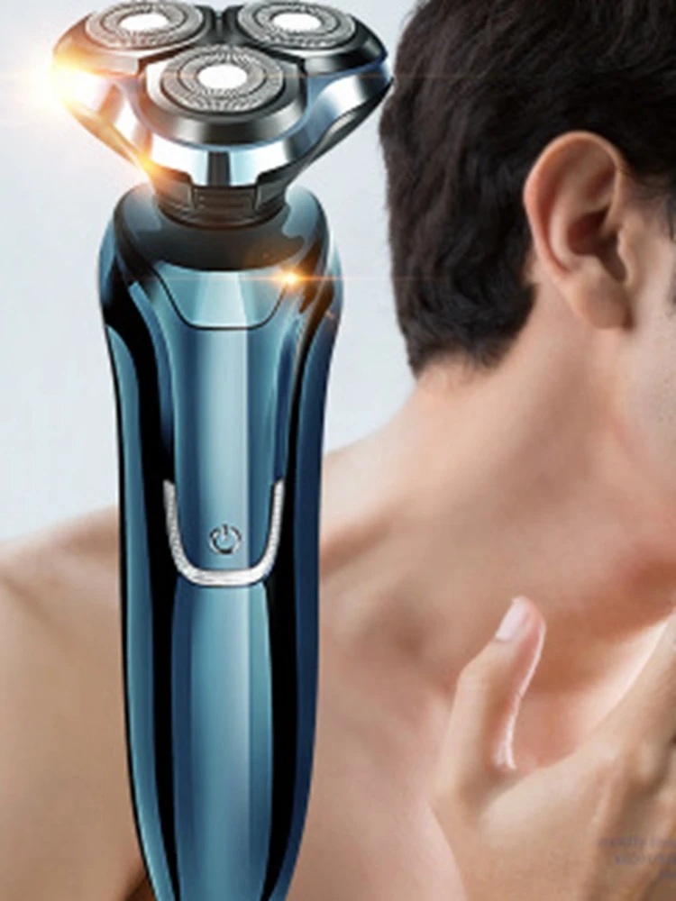 

2020 A new type of men's electric razor is a full-body wash charging razor with 4D intelligent three-head rotating beard cutter