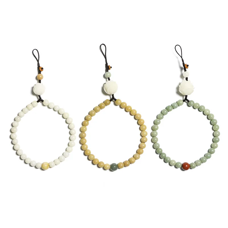 

white jade bodhi phone chain weathered green bodhi root detachable phone lanyard ethnic style phone case lanyard handmade custom