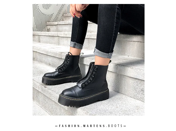 Женская Осенняя обувь; botas mujer; женские Ботинки martin из искусственной кожи; модные брендовые женские мягкие ботильоны с перекрестной шнуровкой; Цвет Черный