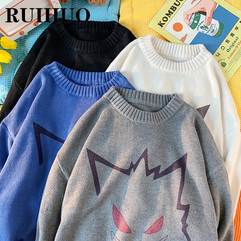 

Anime Sweater Men Pullover Hip Hop Streetwear Mens Sweaters Fashion Harajuku 2XL 2023 New Arrivals