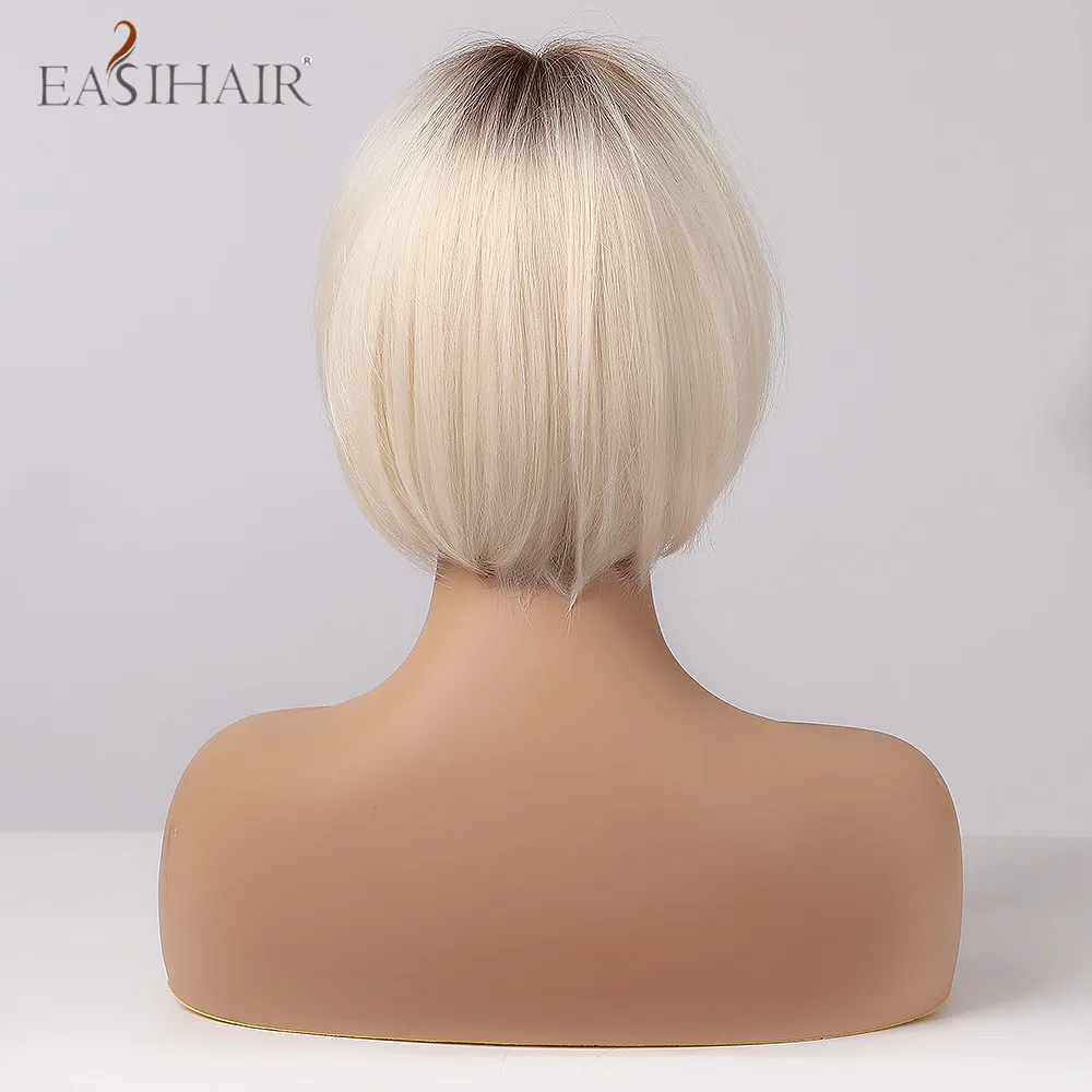 

EASIHAIR Short BoBo Wigs Synthetic Mixed Light Brown Blonde Heat Resistant Fiber Faker Hair Daily Cosplay Lolita Wigs for Women